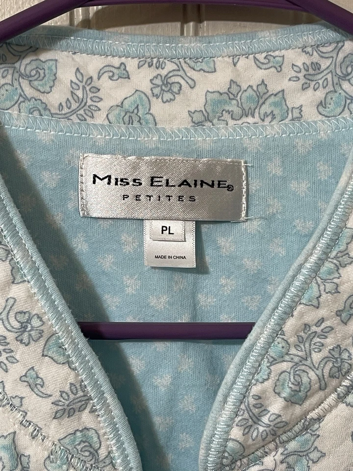 Miss Elaine Petites L Azul Floral Bata Casa Abrigo Patio Vestido Algodón Cremallera Completa Foto 2 de 4