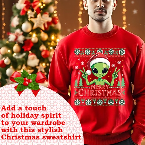 Alien Christmas Jumper Funny Ugly Mens and Womens Sweatshirts #MC - Picture 5 of 29