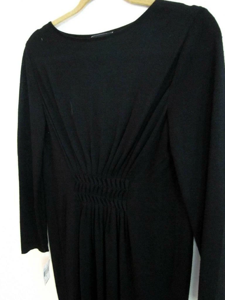 Longchamp Black Long Sleeve Knee Length Dress Sz Med Wool Silk Lined NWT Rt $620