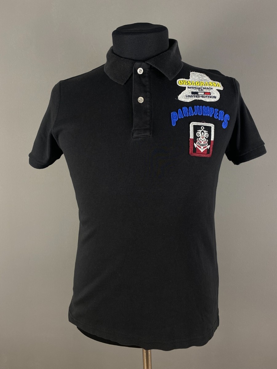 Parajumpers Maritime Equipment Mens Polo Short Sleeve Big Logo Black Size M