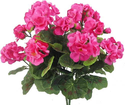 Realistic 2 Pc Rose Red Artificial Geraniums - Indoor & Outdoor Floral Bliss - Picture 3 of 9