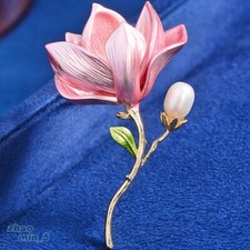 Fashion Gold Tone Flower Brooch Pin Pearl Brooches Enamel Jewelry Wedding Gifts
