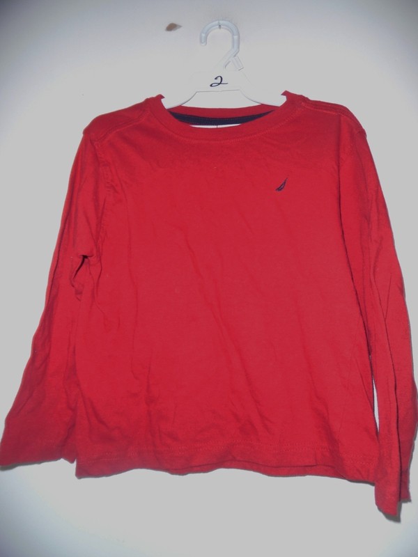 NAUTICA Logo T Shirt Unisex Kids L 7 100%  Cotton Red