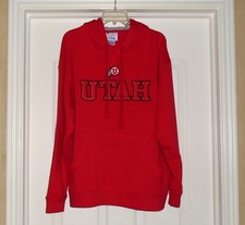 New UNIVERSITY OF UTAH SWEATSHIRT XL Ute Red Hoodie Drum  Feather Utes LS