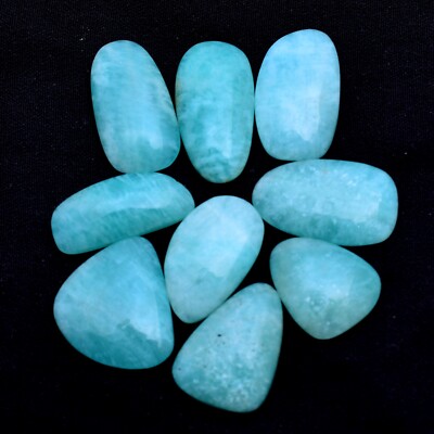 9 Pcs Natural Amazonite Untreated Cabochon 18mm-25mm Loose Gemstones Wholesale