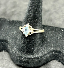 925 Sterling Silver Light Blue Topaz Cz Ring Sz 8 - 2.11g