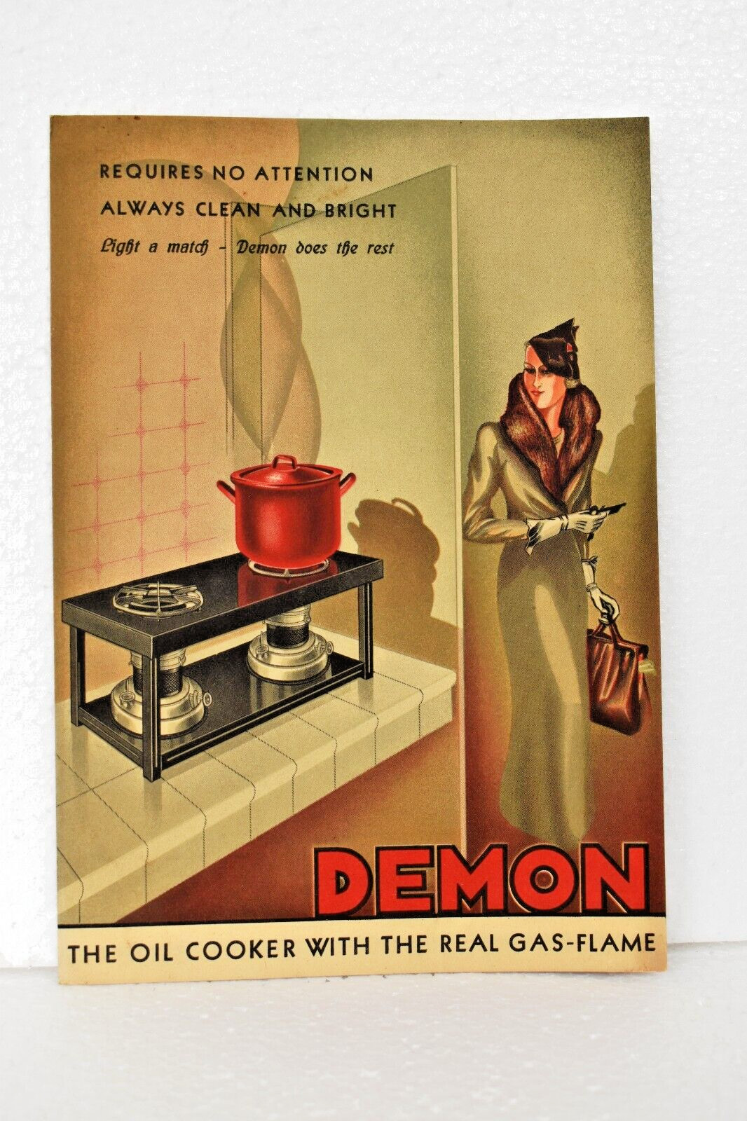 Vintage Demon Ovens Oil Gas Stove Publicité Brochure Chauffage Imprimé Papier ""