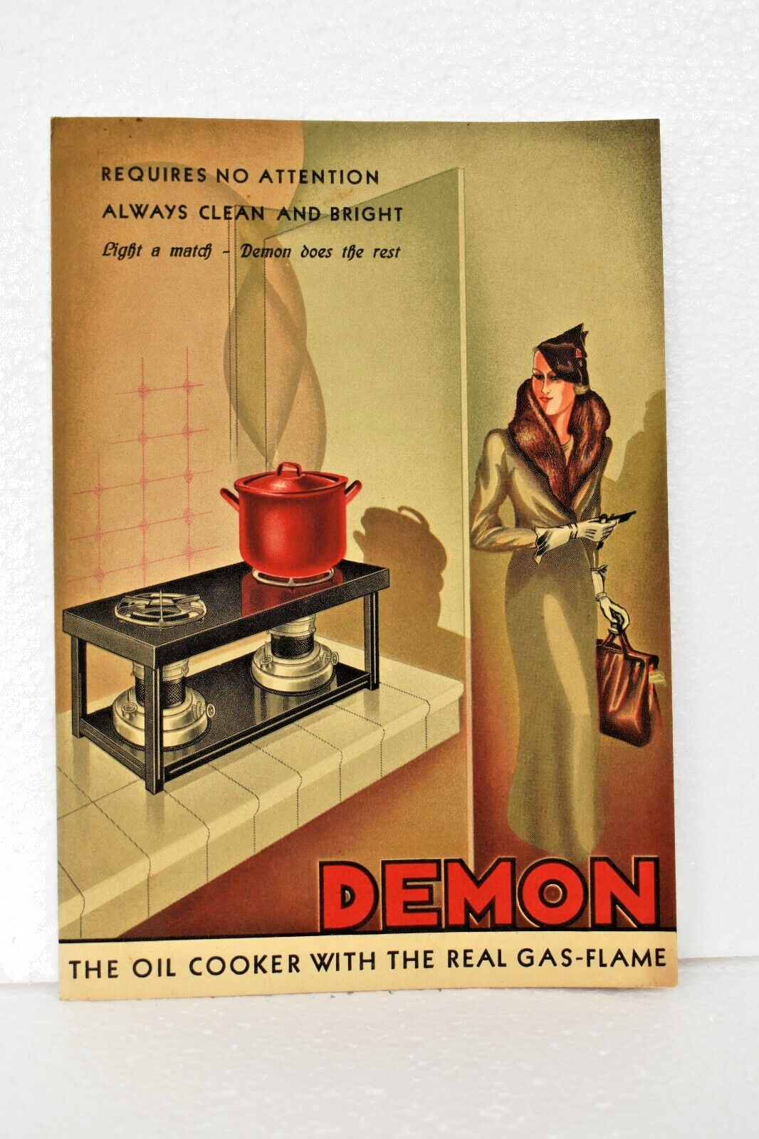Vintage Demon Ovens Oil Gas Stove Publicité Brochure Chauffage Imprimé Papier ""