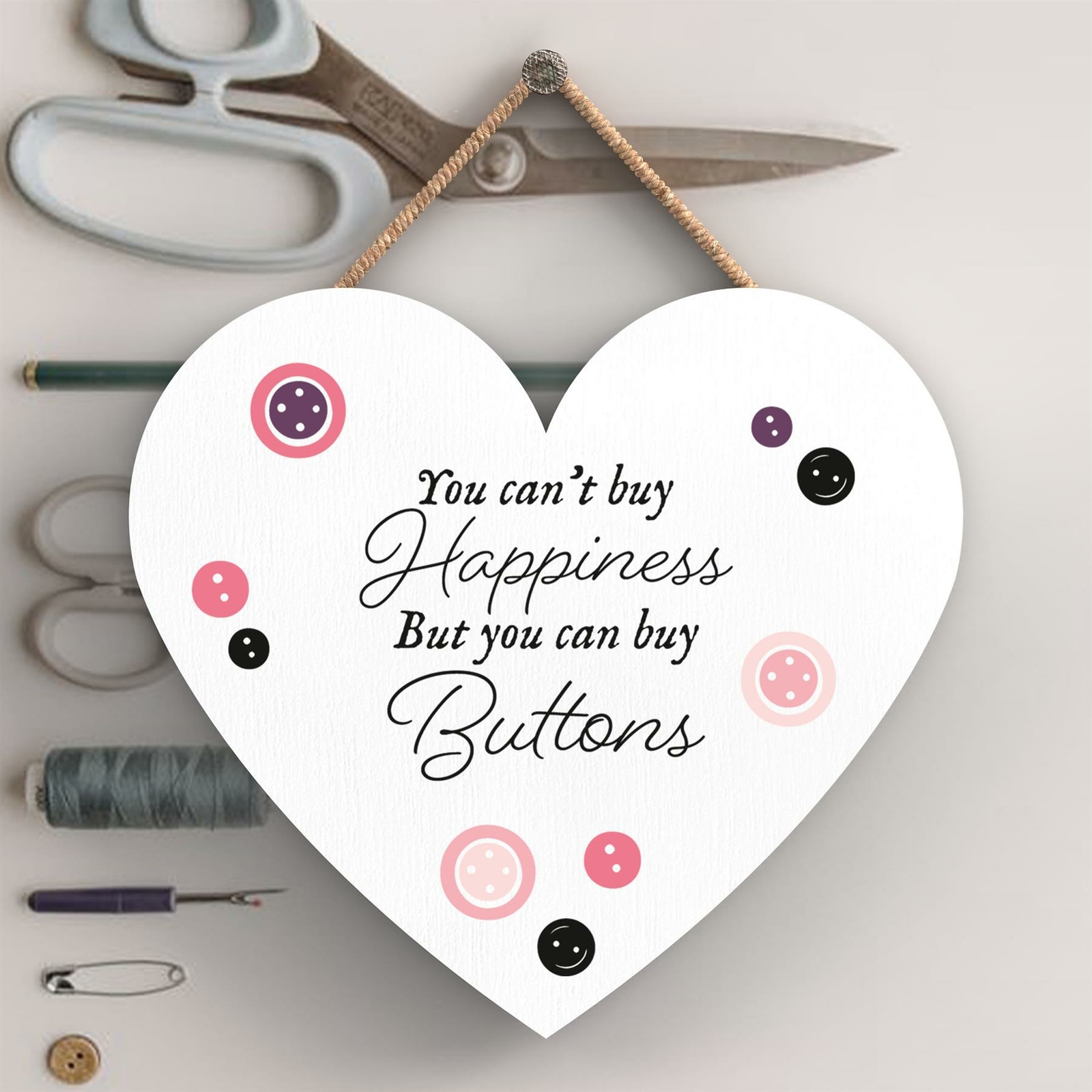 SEW BUTTONS SEWING ROOM THEME GIFT IDEA HANGING PLAQUE