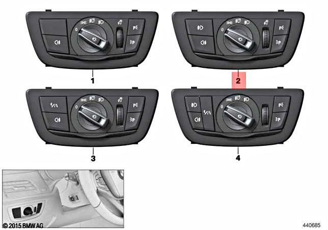 Genuine Light Control Switch Silver BMW 7 Series G11 G12 Genuine Light Control Switch Silver BMW 7 Series G11 G12