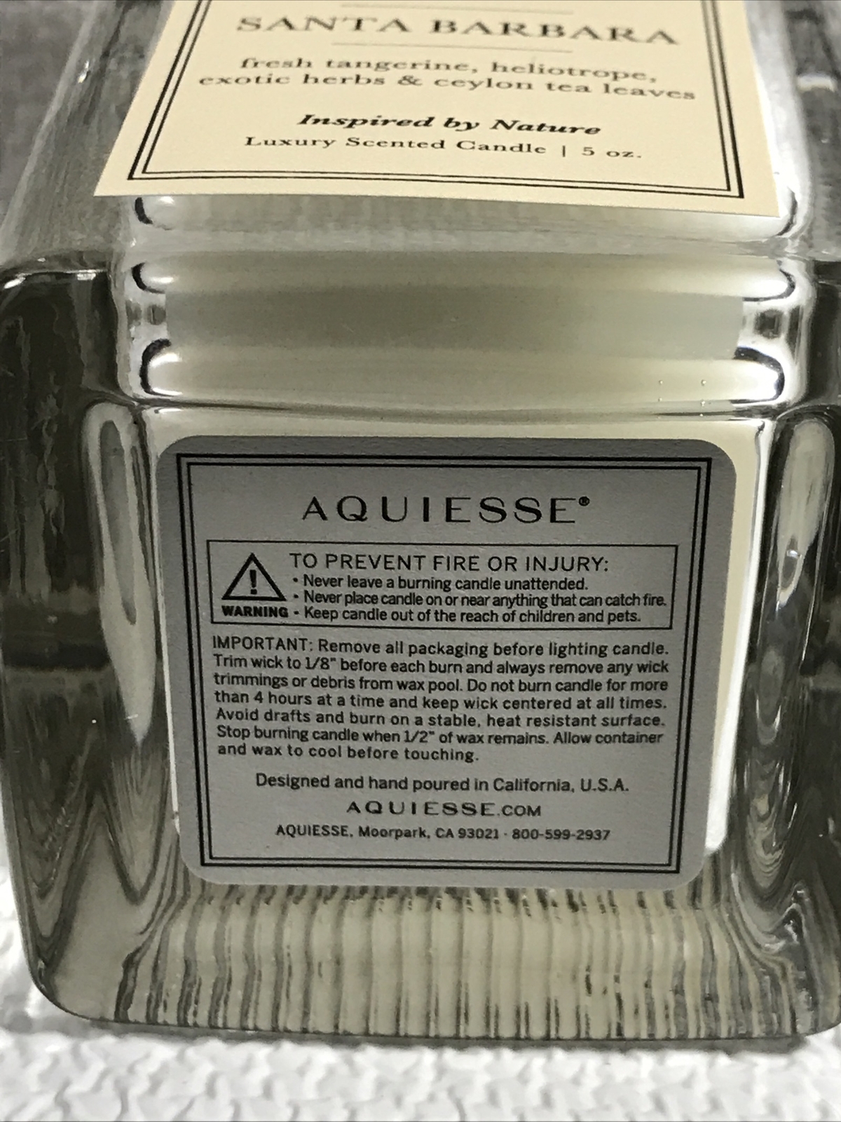 AQUIESSE Luxury 5 oz Scented Soy Candle Santa Barbara NEW eBay