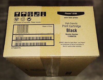 Genuine Xerox 113R00726 High Yield Black Toner Cartridge Phaser 6180/MFP