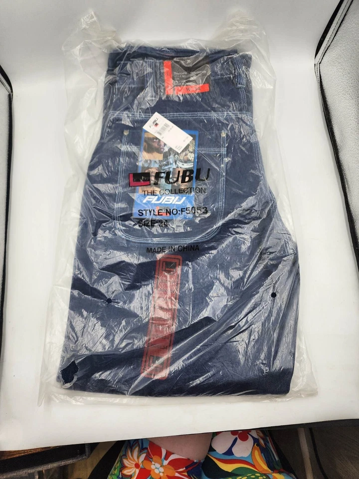 Jeans PICK WAIST FUBU The Collection 34L Y2K Azul Oscuro Carga Carpintero Sueltos Nuevos con Etiquetas Foto 2 de 4