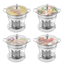 Chafing Dish Buffet Set Stainless Steel Food Warmer Chafer Complete Set Round 4x