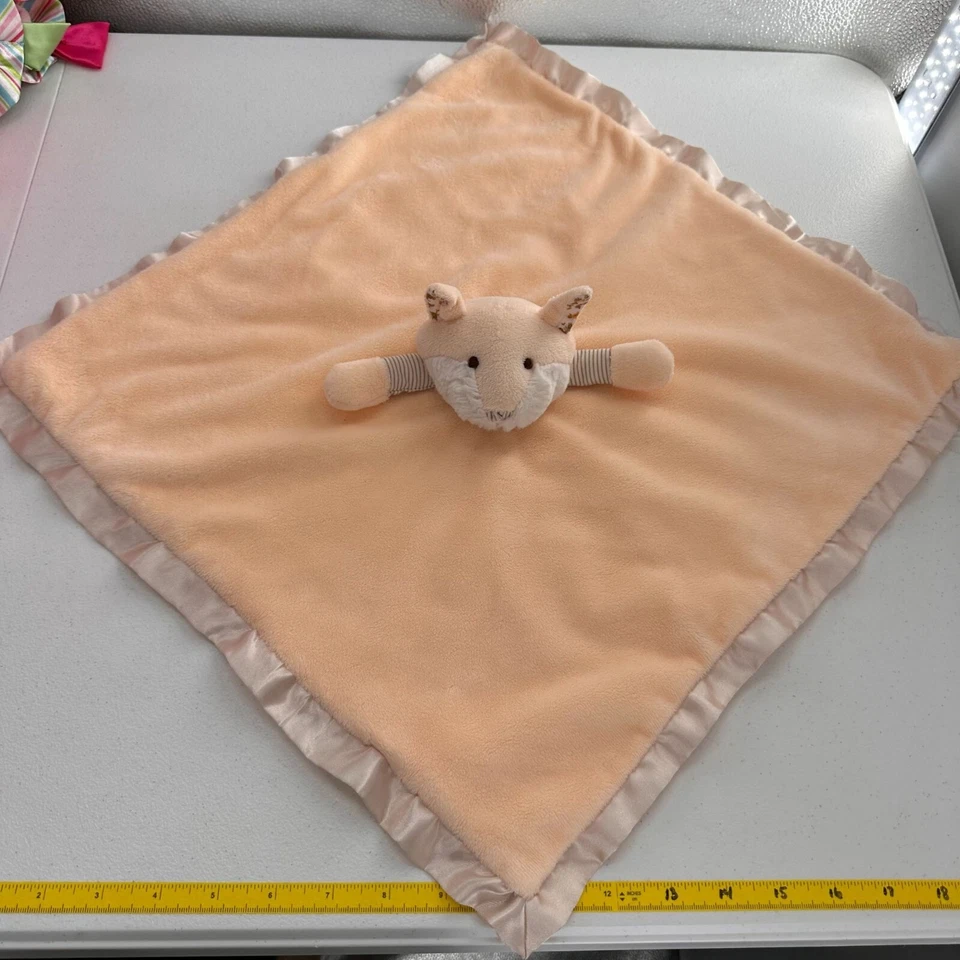 Cobertor de segurança Stephan Baby Fox pelúcia Lovey creme pêssego acabamento acetinado macio 17" a - Imagem 2 de 4