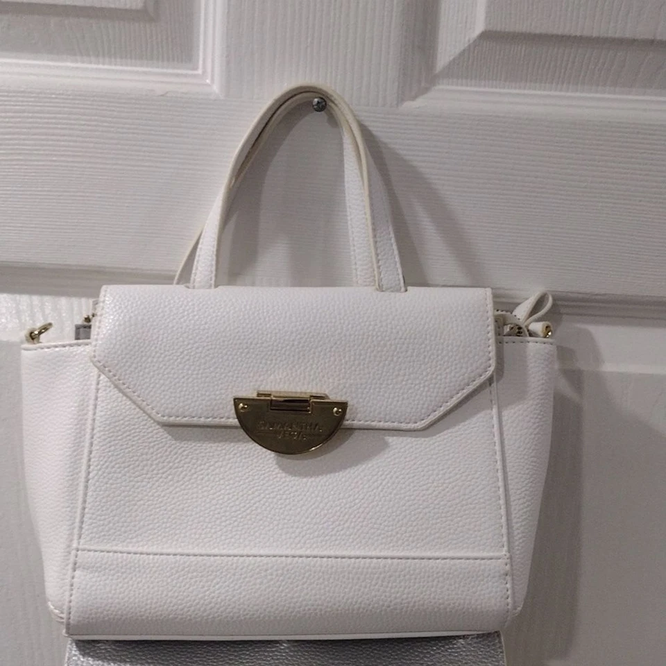 Bolsa de mão Samantha Vega couro branco 2 vias rosto removível - Imagem 3 de 4
