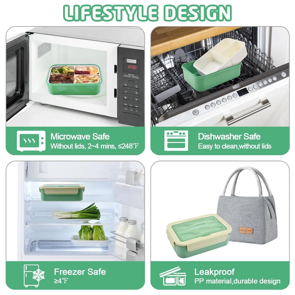 Bento Lunch Box for Kids Bento Box Adults Lunch Box Leak-proof for Kids Toddl...