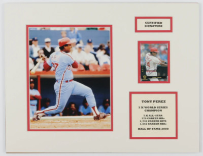 Tony Perez Signed (JSA COA) Reds 14x18 Custom Matted Baseball Card Display with