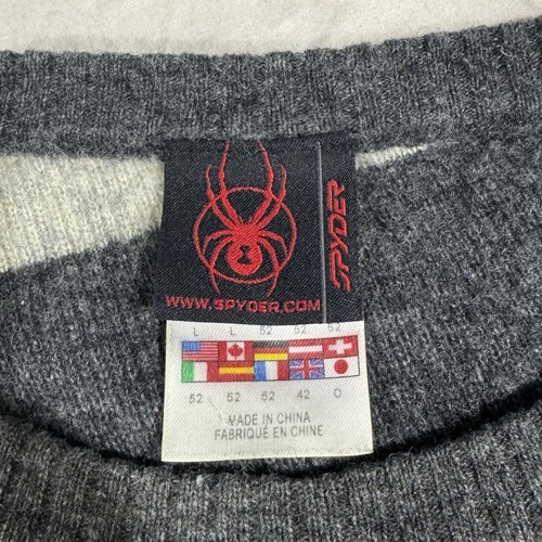 Spyder Sweater Mens Large Crewneck Lambs Wool Striped Gray Green Knit Pullover - Picture 5 of 13