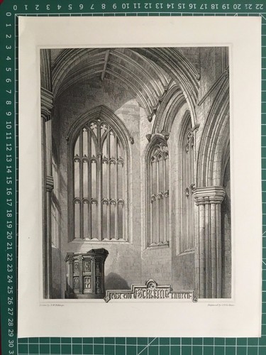 Impresión antigua de 1852; Iglesia del Santo Rudo, Stirling, Escocia después de Billings - Imagen 2 de 2