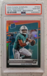 TUA TAGOVAILOA 2020 Donruss Optic Rookie #P302  Red Green Holo Preview  PSA 10