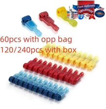 60/240PC T-Taps Wire Terminal Connectors Insulated 22-10 AWG Quick Splice Combo