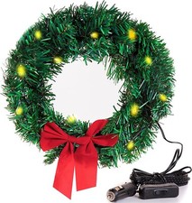 Zone Tech Christmas Car Wreath With LED Lights Premium Quality with 12-V Plug In