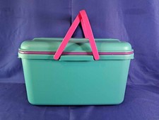 Eagle Craftstor Teal Organizer Tote Container W/ Purple Tray- 19" ACROSS BOTTOM