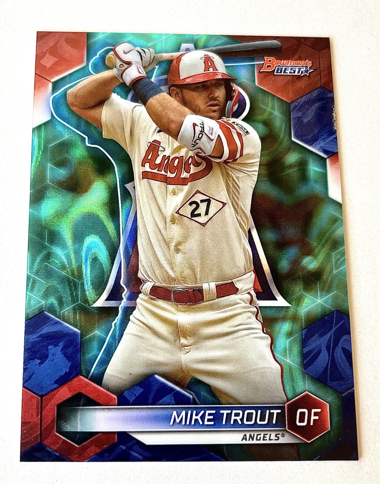 Mike Trout 2023 Bowman’s Best #44 Aqua Lava Refractor 119/199 Los Angeles Angels