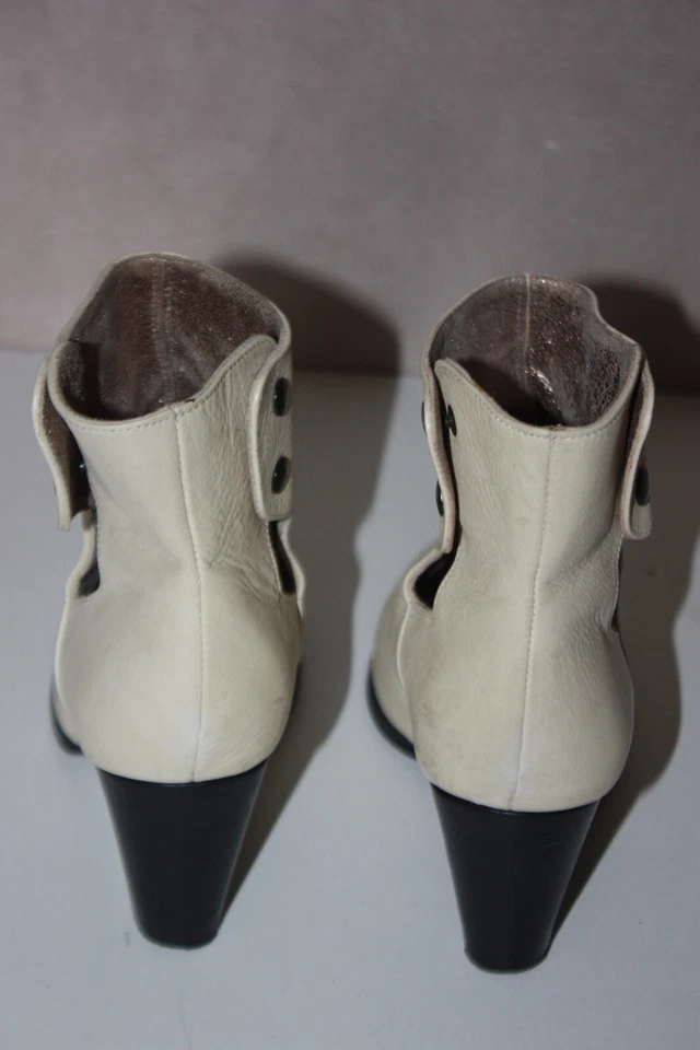 BOCAGE  Bottines Boots Cuir Crème Talons larges T 38 TBE - Photo 4/4
