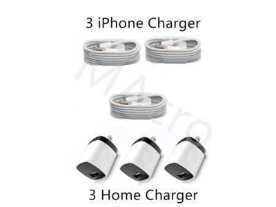 3X USB Adapter Wall Charger + Data Cable Sync Cord