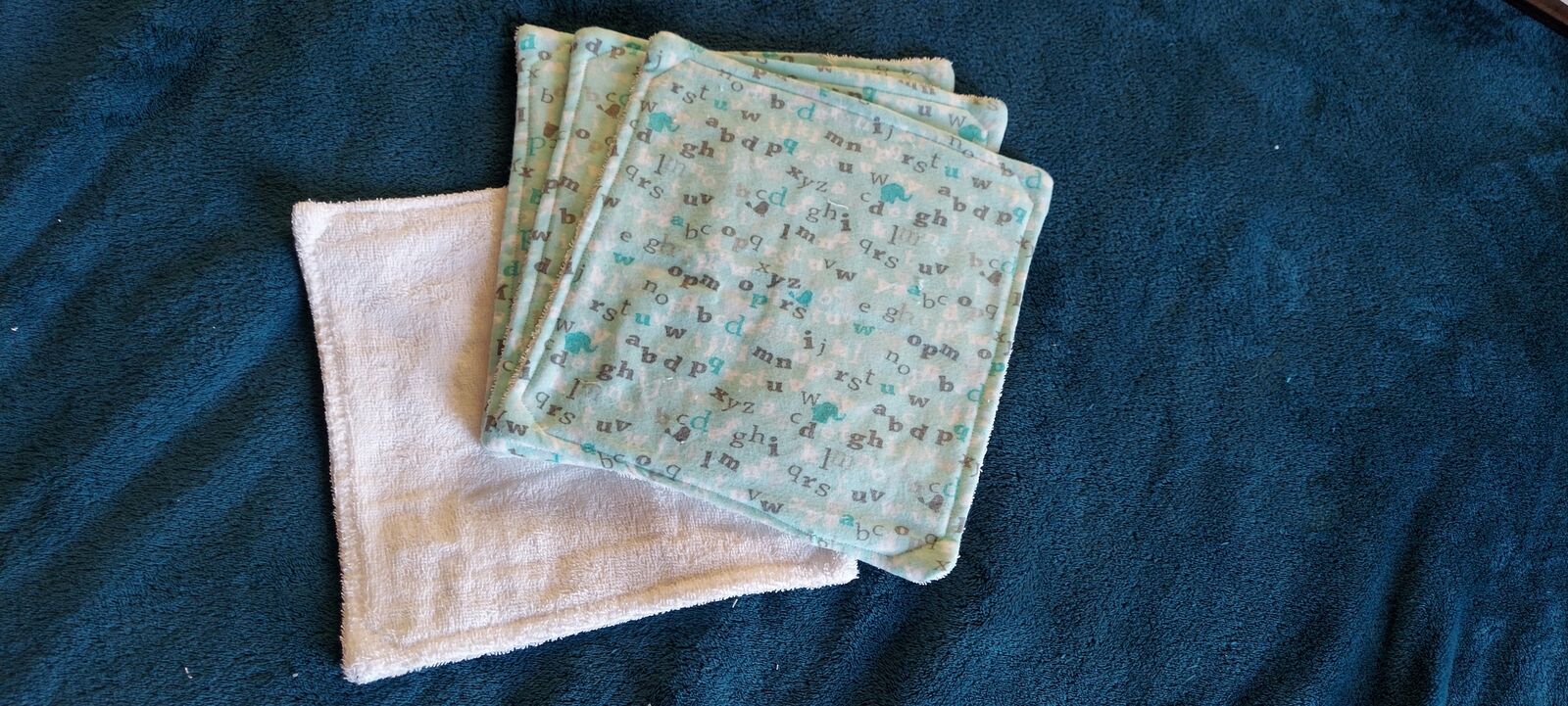 Wash Cloth - Large Max 49% OFF 4 Pack on Flannel::W ABC's Bombing new work Animals Mint