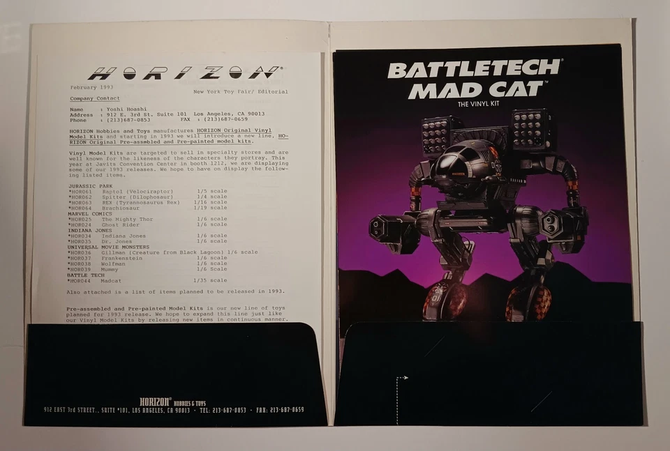 Kits de modelos de vinilo Horizon Toy Fair 1993 kit de prensa Drácula Thor Battletech Mad Cat Foto 4 de 4