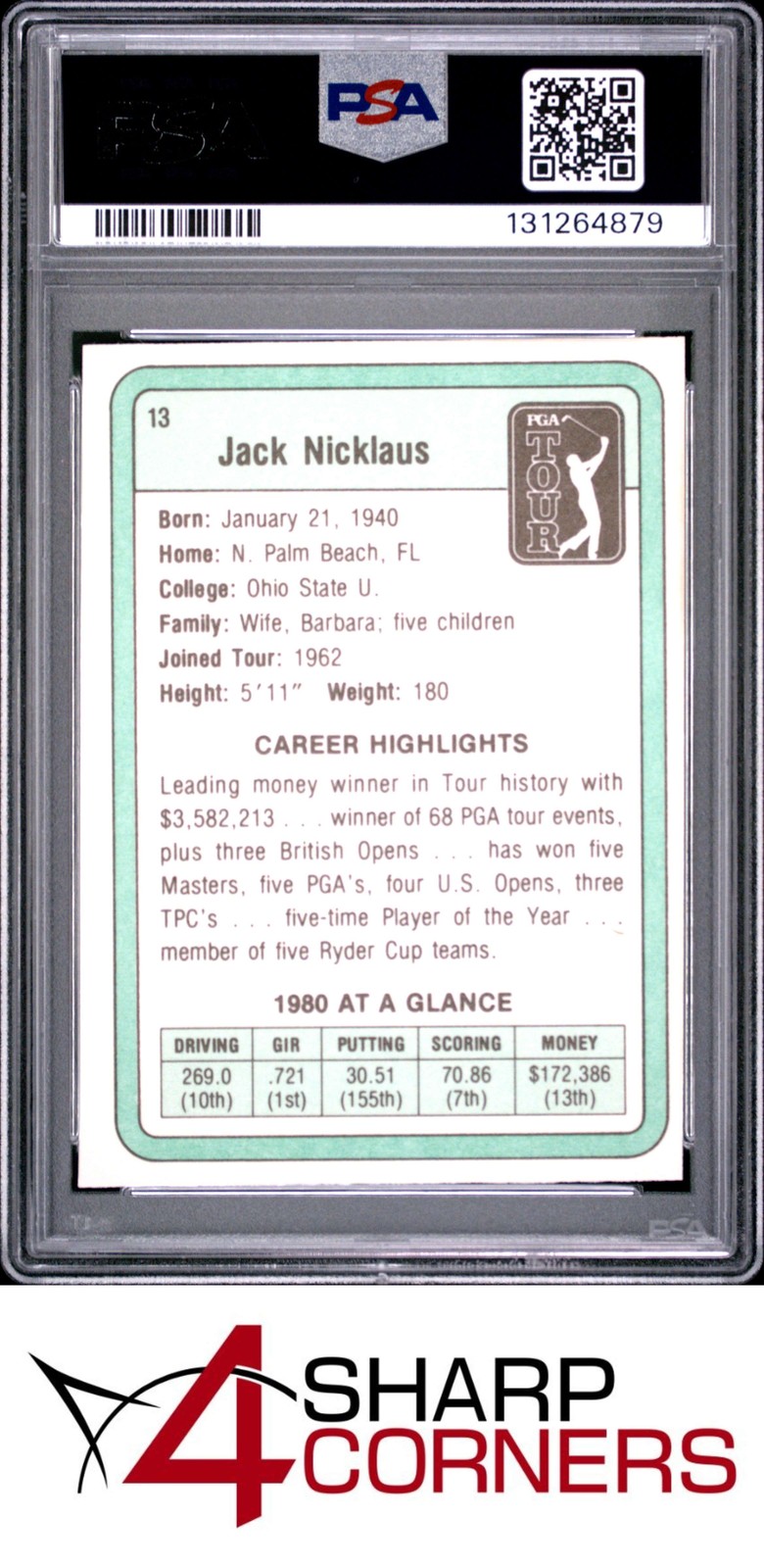 1981 DONRUSS GOLF #13 JACK NICKLAUS RC HOF PSA 7 view 2