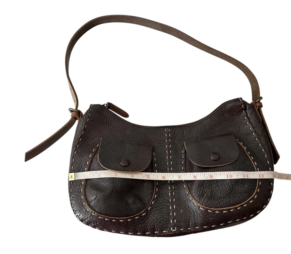 Cartera de cuero Sundance para mujer marrón bolso de hombro paquetes con cremallera Foto 4 de 4