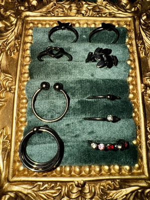 #ad #ad Lot of 10 Small Black Rings Midi Rings Tiny Adjustable Gothic Minimalist Jewelry $5.99