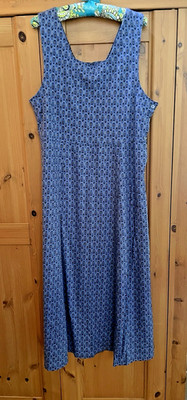 Vintage LL Bean Cotton Knit Sun Dress or Jumber Blue Size 16 EXCELLENT