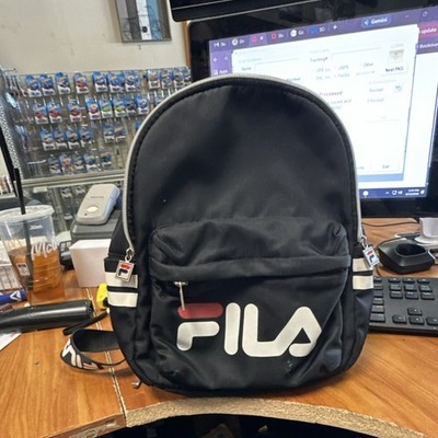 FILA Kids Black Polyester Backpack with Front Pocket, Logo, Adjustable Strap