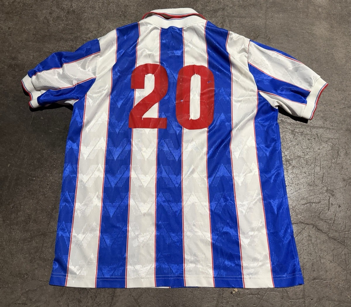 90s Vintage UMBRO Soccer Jersey #20 Striped Red Blue White XL | eBay