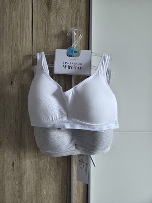Primark 2er Set Cotton Wireless BH 70D Weiß Grau Neu mit Etikett