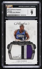 2017-18 Panini Flawless 21/25 Chris Webber #P-CWB CGC 9 Mint Patch HOF 3d3