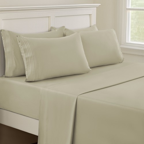 1800 Series 6 Piece Bed Sheet Set Soft Deep Pocket Twin King Queen Full Sheets - Picture 18 of 220