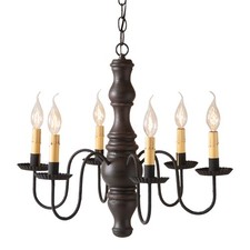 "GETTYSBURG" COLONIAL CHANDELIER - Heavily Distressed BLACK over RED USA MADE