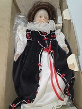 Franklin Mint Heirloom Porcelain Doll - Renaissance Court Gown - Velvet  Pearls