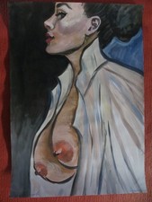 Original Gemälde Acryl , nude drawing, Akt, Erotik, dessin nu, A3