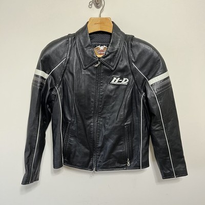 Harley-Davidson Leather Jacket Mens M Black Cafe Racer Moto Biker Riding Grunge