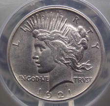 1921 "P" Peace Dollar "HIGH RELIEF" $1 ANACS AU58 Details #569 About Unc ECC&C