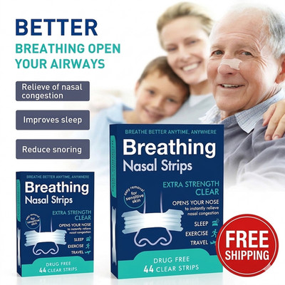 Breathing Nasal Strips Extra Strength Clear Anti Snoring Sleep Congestion 44ct
