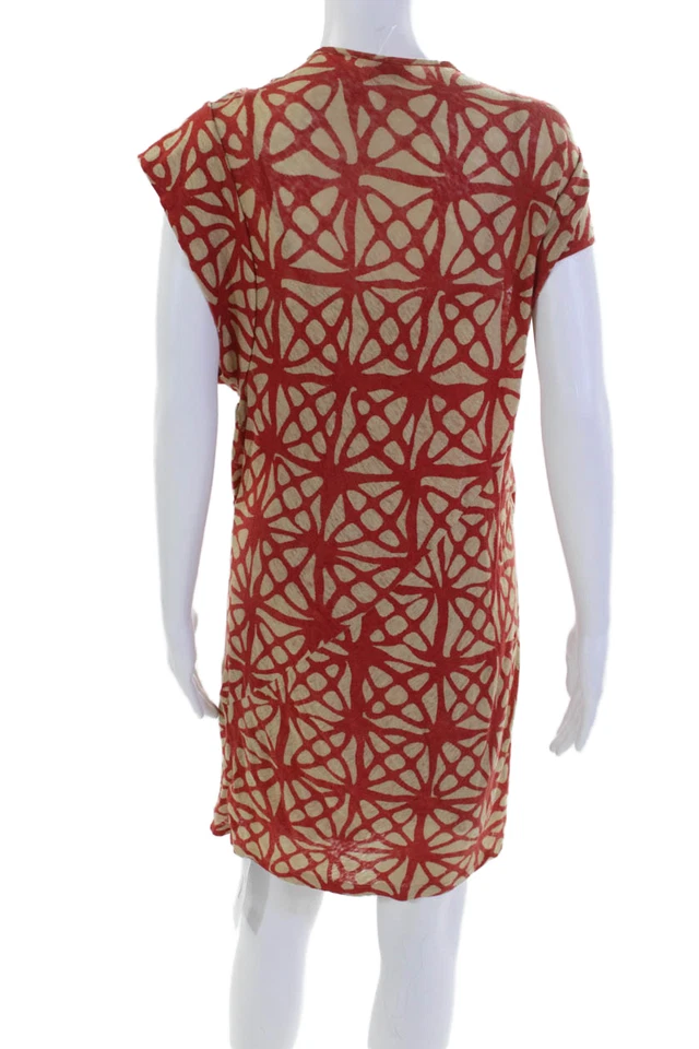 Vestido para mujer Plenty by Tracy Reese estampado abstracto cuello en V rojo beige talla pequeña Foto 3 de 4