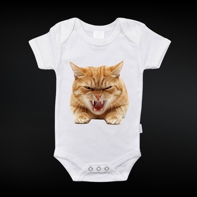 Vicious Orange Cat Baby Onesie   Cute Punk Cat Graphic Newborn Bodysuit